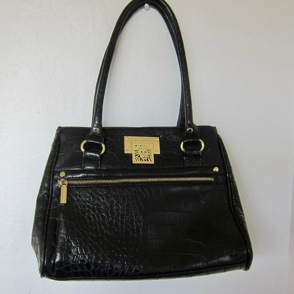 Anne Klein Bags Anne Klein Alligator Alley Black Satchel Faux Croc